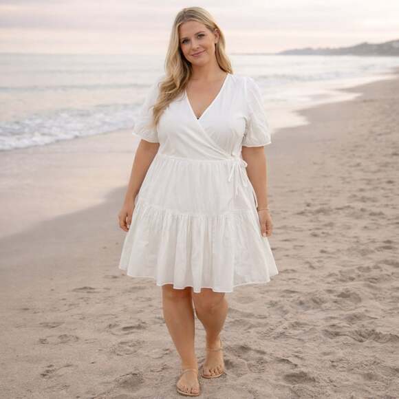 J.Crew Dresses & Skirts - J.Crew White Puff Sleeve Tiered Cotton Poplin Mini Dress XL